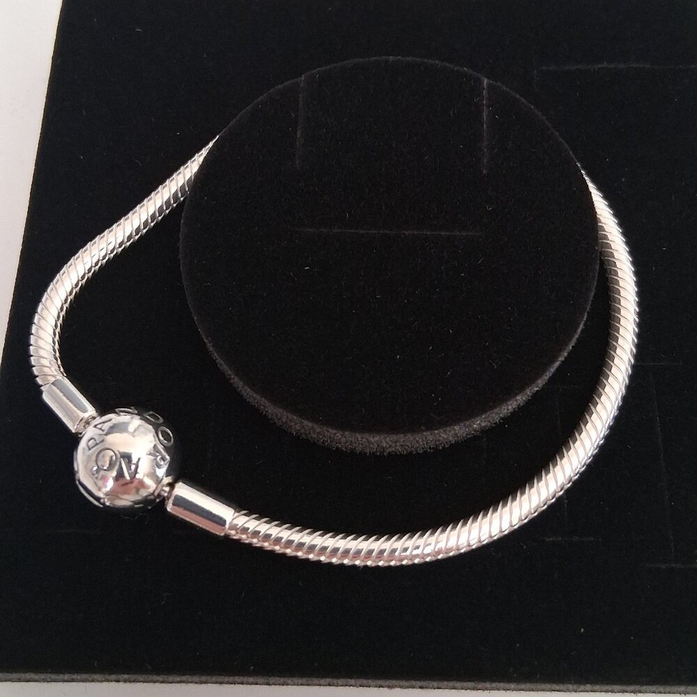 Pandora Smooth Moments Snake Chain Charm Bracelet Sterling Silver, 7.1"